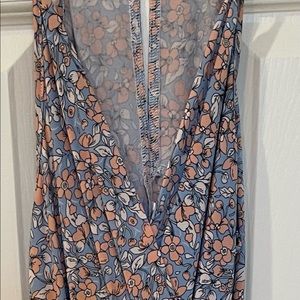 BCBGeneration Asymmetrical Floral Dress in Blue/Pink